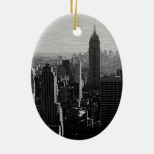 Black & White Wood Effect NYC-julprydnad Julgransprydnad Keramik