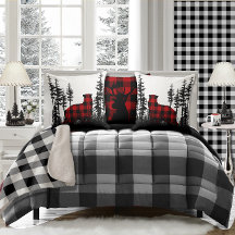Black & White Woodland Forest Buffalo Play Bear