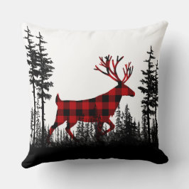 Black & White Woodland Forest Buffalo Play Stag Kudde