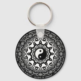 Black White Yin Yang Mandala Daily Reminder Ord Nyckelring