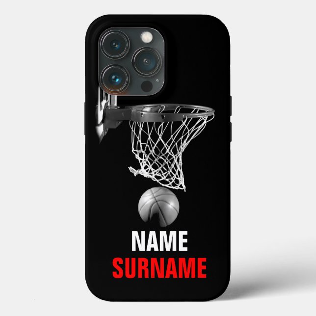 Black White Your Name Surname Basketball (Baksida )