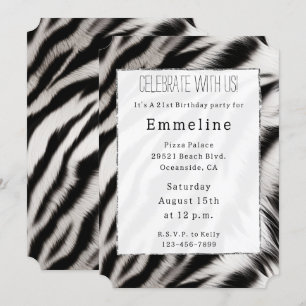 Black White Zebra Animal Inbjudningar