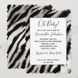 Black White Zebra Animal Inbjudningar