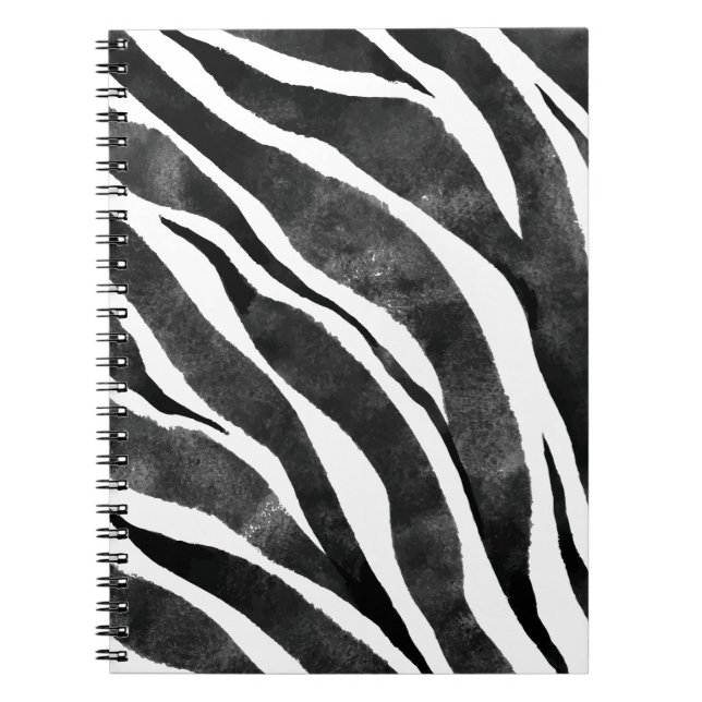 Black white Zebra Animal Print Anteckningsbok (Framsidan)