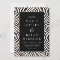 Black White Zebra Animal Print Glam Bröllop