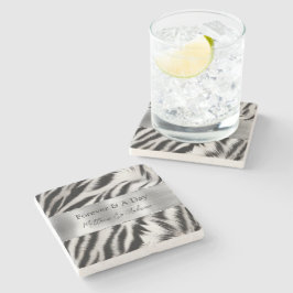 Black White Zebra Bröllop Stenunderlägg