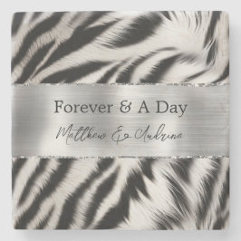 Black White Zebra Bröllop Stenunderlägg