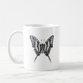 Black & White Zebra Butterfly Bläck Teckning Kaffemugg