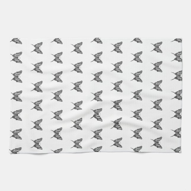 Black & White Zebra Butterfly Bläck Teckning Mönst Kökshandduk (Horisontell)