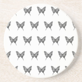 Black & White Zebra Butterfly Bläck Teckning Mönst Underlägg