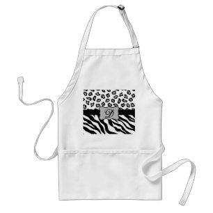 Black & White Zebra & Cheeta Skin Personlig Förkläde