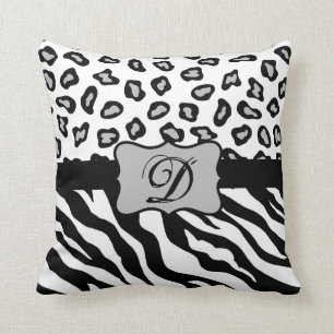 Black & White Zebra & Cheeta Skin Personlig Kudde