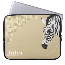 Black White Zebra Gult Ivy add Namn Laptop Fodral