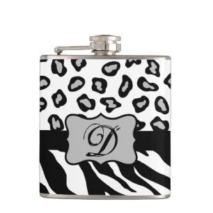 Black White Zebra Leopard Skin Monogram Fickplunta