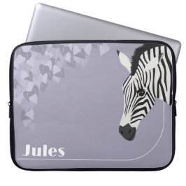 Black White Zebra Lila Ivy add Namn Laptop Fodral