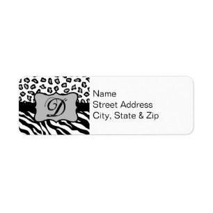 Black & White Zebra och Cheeta Skin Personlig Returadress Etikett