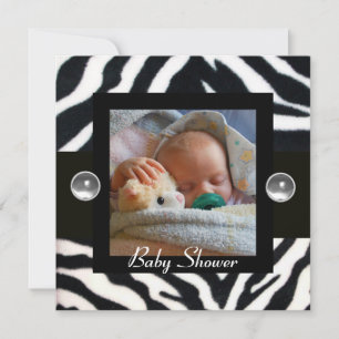 BLACK WHITE ZEBRA PÄLS Monogram fotomall Inbjudningar