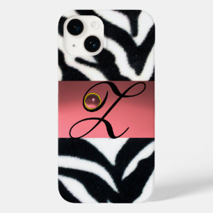 BLACK WHITE ZEBRA PÄLS ROSA GEM MONOGRAM