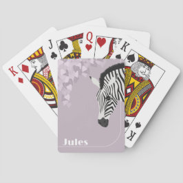 Black White Zebra Rosa Ivy add Namn Casinokort