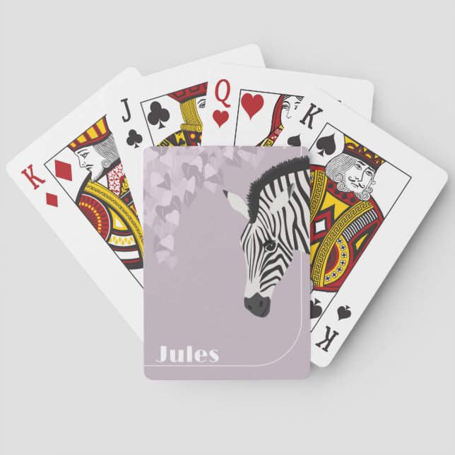 Black White Zebra Rosa Ivy add Namn Casinokort (Baksidan)