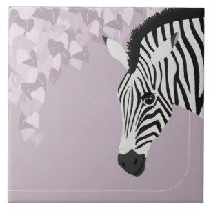 Black White Zebra Rosa Ivy Kakelplatta