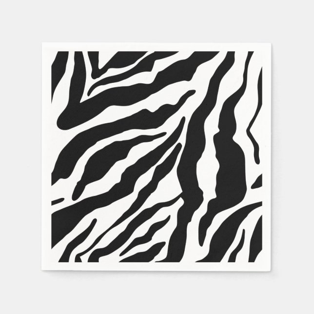 Black& White Zebra Stripes Safari Animal Print  Pappersservett (Framsidan)