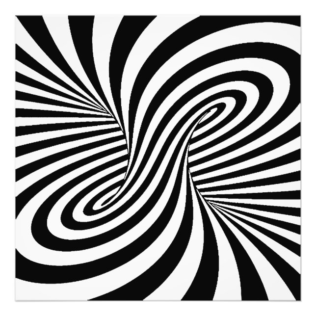 BLACK WHITE ZEBRA SWIRLS MÖNSTER OPTICAL ILLUSION FOTOTRYCK (Framsidan)