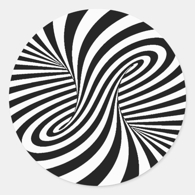 BLACK WHITE ZEBRA SWIRLS MÖNSTER OPTICAL ILLUSION RUNT KLISTERMÄRKE (Framsida)