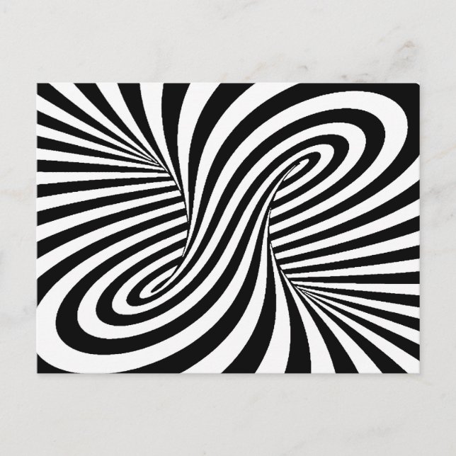 BLACK WHITE ZEBRA SWIRLS MÖNSTER OPTICAL ILLUSION VYKORT (Framsida)