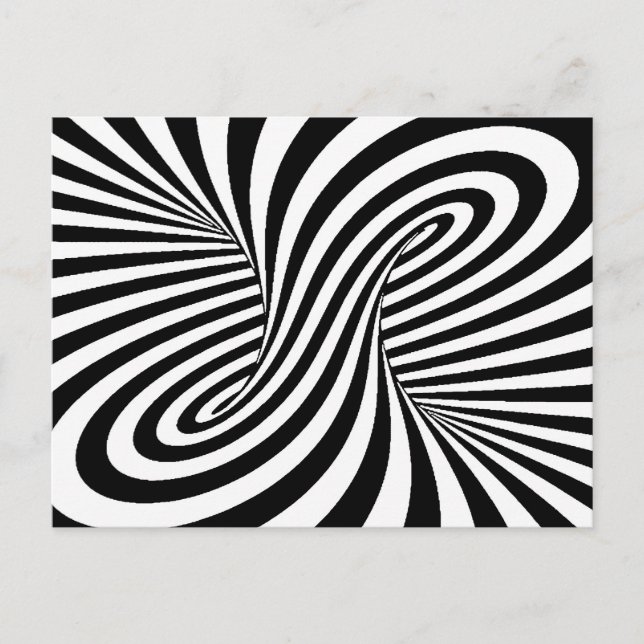 BLACK WHITE ZEBRA SWIRLS MÖNSTER OPTICAL ILLUSION VYKORT (Framsida)
