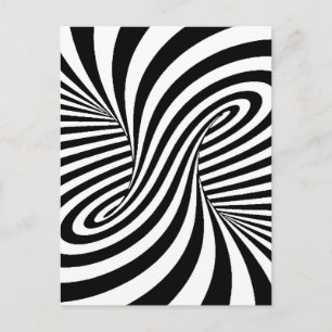 BLACK WHITE ZEBRA SWIRLS MÖNSTER OPTICAL ILLUSION VYKORT