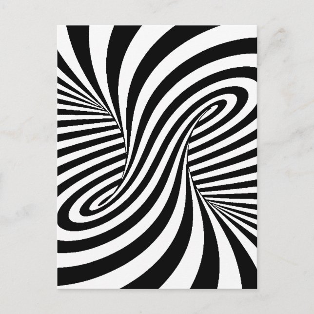 BLACK WHITE ZEBRA SWIRLS MÖNSTER OPTICAL ILLUSION VYKORT (Framsida)