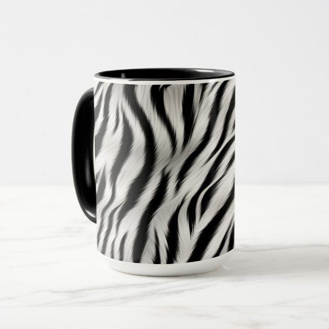 Black White Zebra tryck Animal Mugg (Framsida vänster)