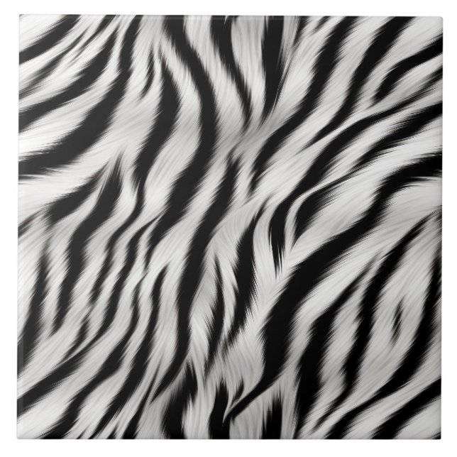 Black White Zebra tryck Animal Safari Kakelplatta (Framsidan)