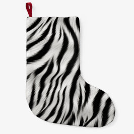 Black White Zebra tryck Animal Safari Stor Julstrumpa