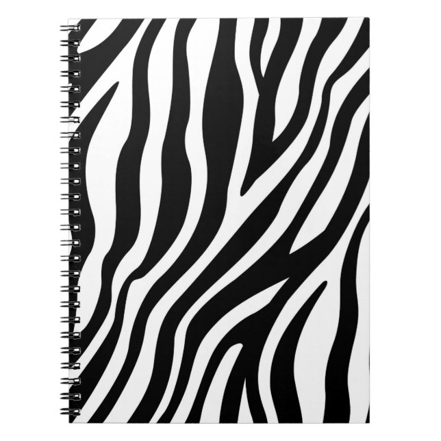 Black White Zebra tryck Anteckningsbok (Framsidan)