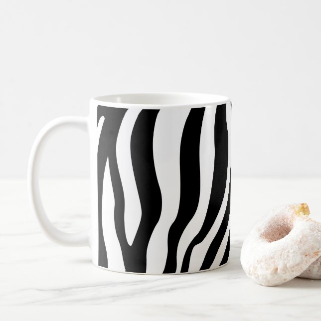 Black White Zebra tryck Kaffemugg (Med munk)