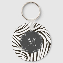 Black White Zebra tryck Nyckelring