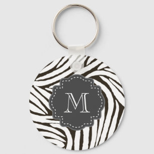 Black White Zebra tryck Nyckelring