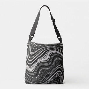 Black & White Zebra Vågigt Abstraction Axelväska