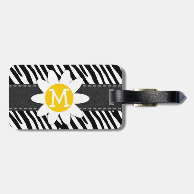 Black & White Zebra; Vår Daisy Bagagebricka (Baksida Vågrät)
