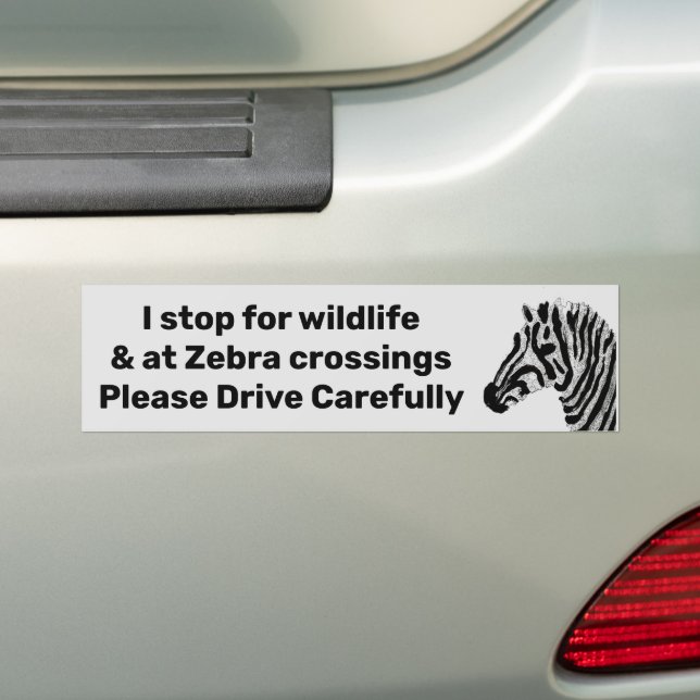 Black White Zebra Wildlife Drive omsorgsfullt Bildekal (På Bil)