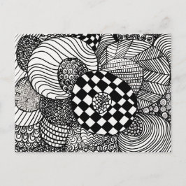 Black & White Zen Doodle Teckning Vykort