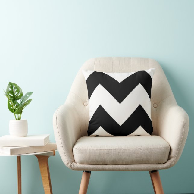 Black & White Zig Zag Pillow Kudde (Stol)