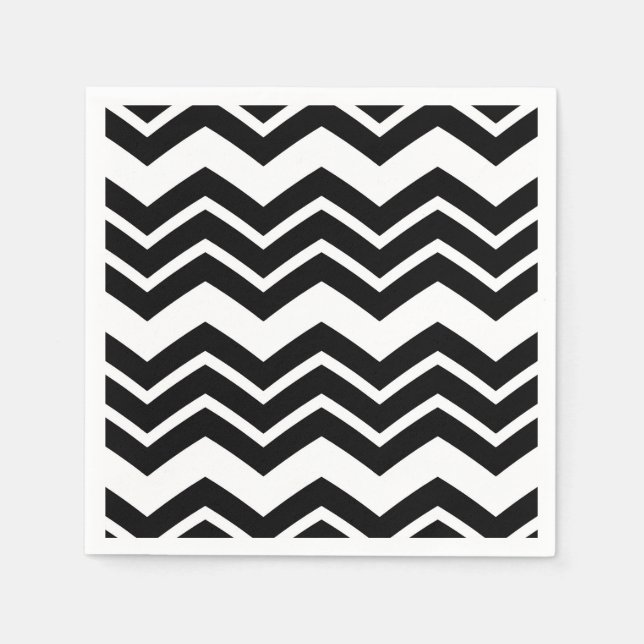 Black White Zigzag Chevron Mönster Design Pappersservett (Framsidan)