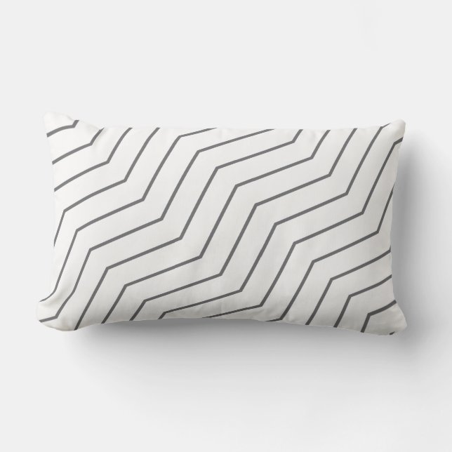 Black White Zigzag Mönster Lumbar Pillow Lumbarkudde (Framsida)