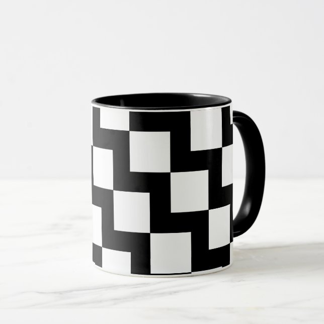 Black White ZigZag Mugg (Framsida höger)