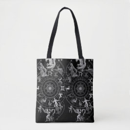 Black + White Zodiac Astrological Signs on a Tygkasse