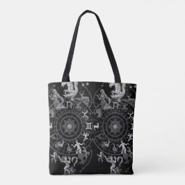 Black + White Zodiac Astrological Signs on a Tygkasse