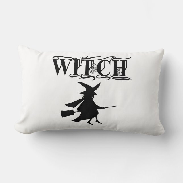 Black Wicked Flies Witch Halloween Lumbarkudde (Framsida)
